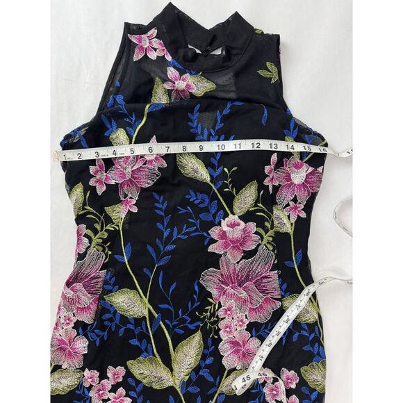 Whimsigoth Cottagecore Nicole Miller New York Embroidered Floral Dress Black 2 - Picture 11 of 16